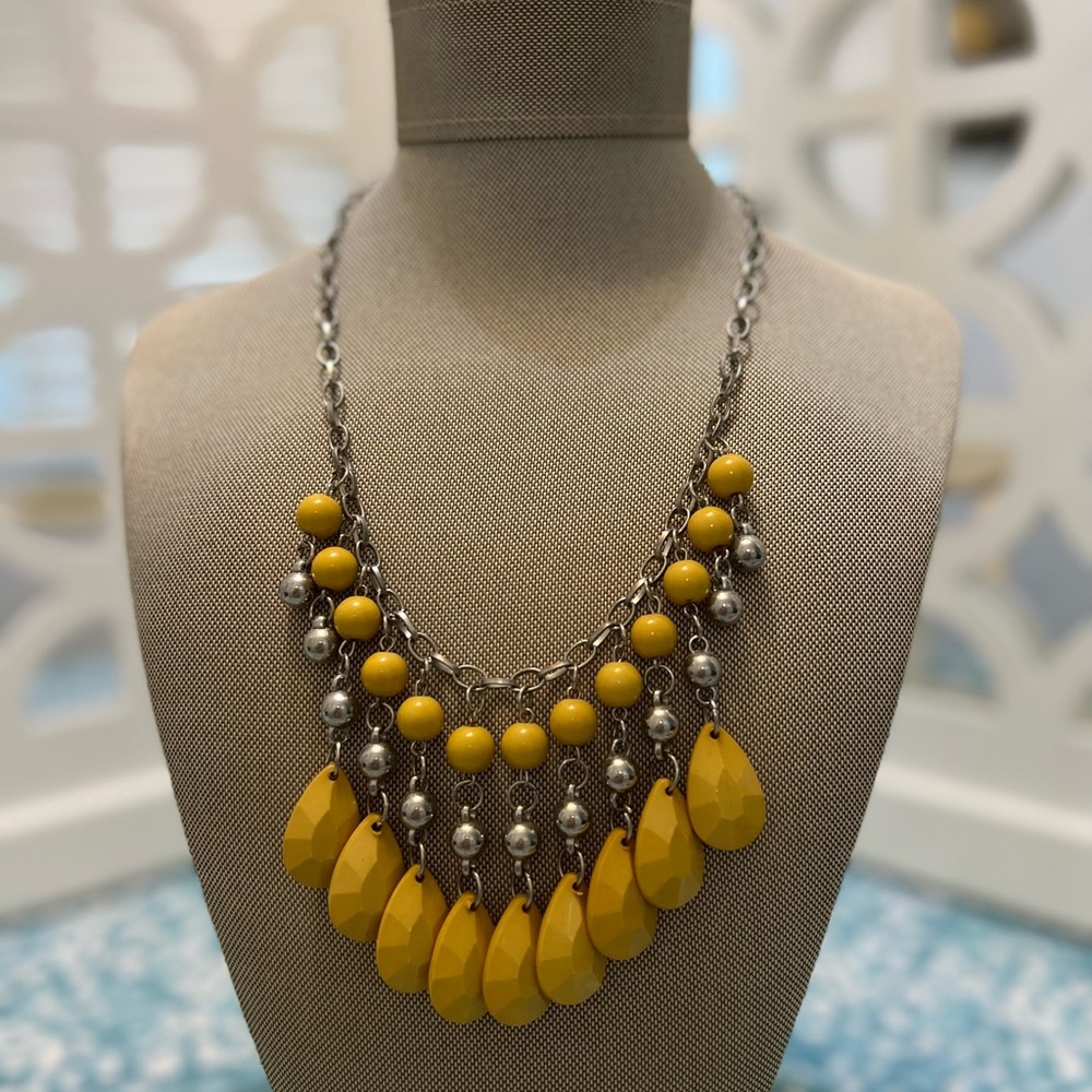 Yellow and silver statement necklace